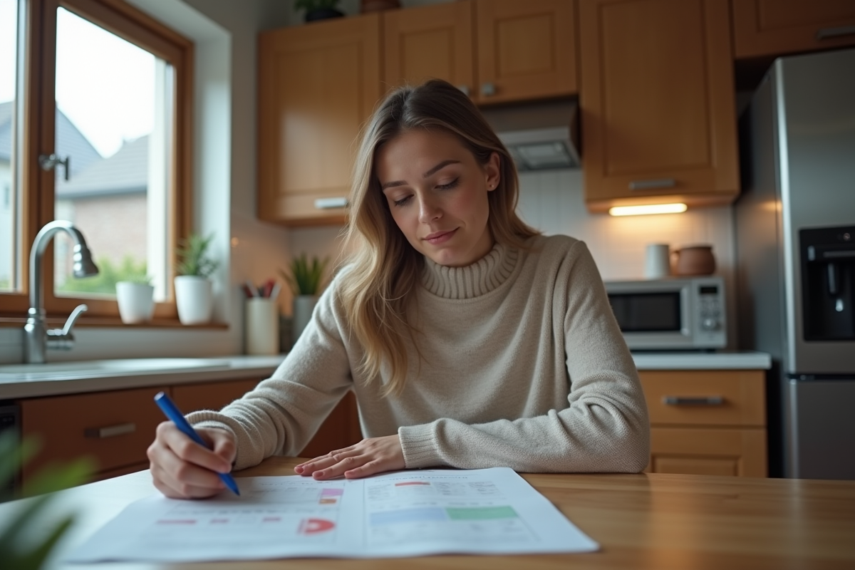 Jeune femme examine des documents d