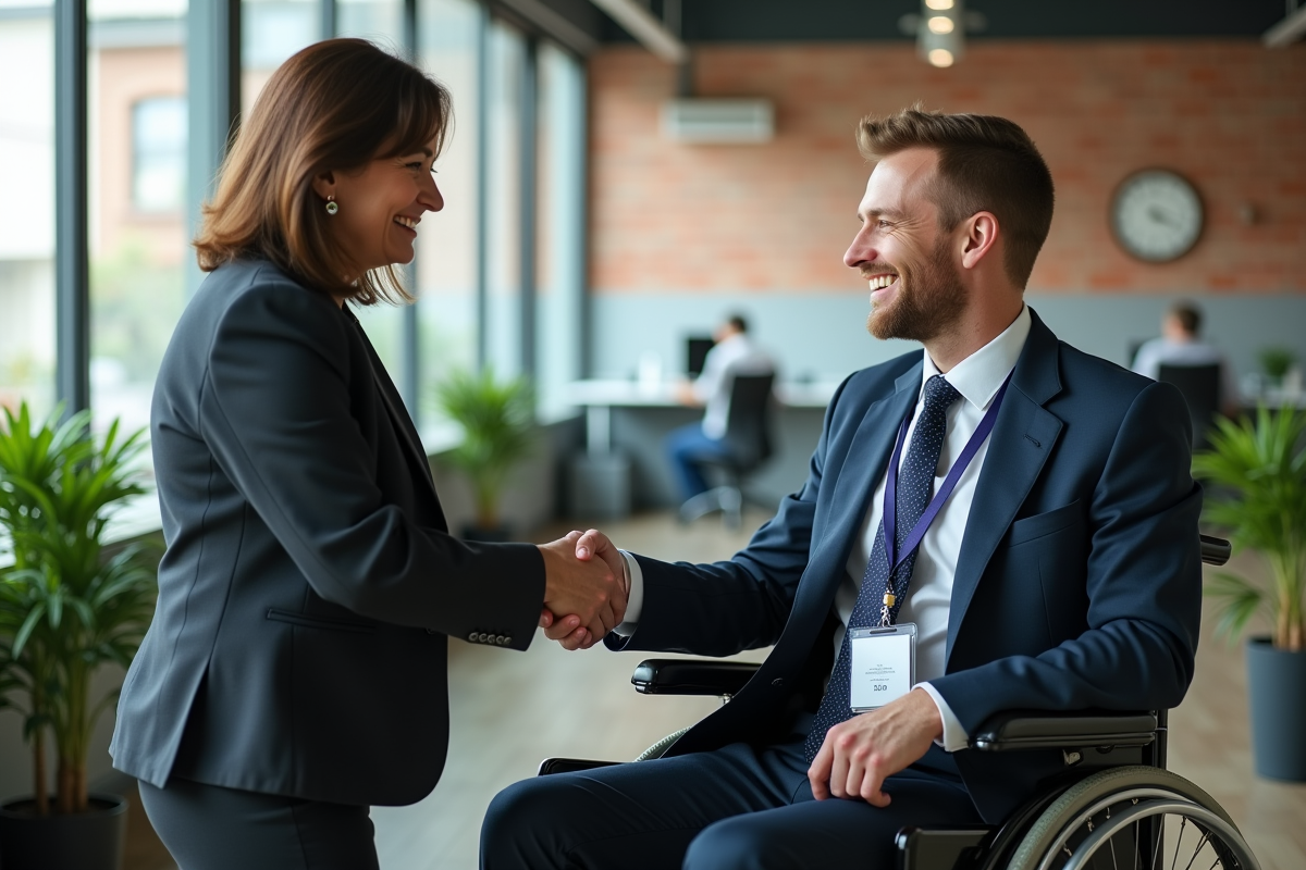 Manager femme serrant la main d